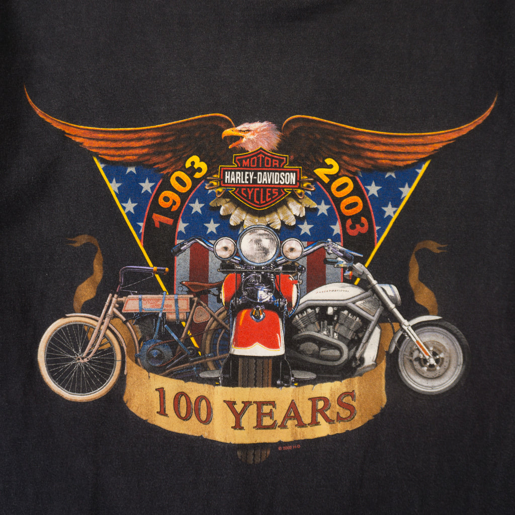 Harley-Davidson Винтидж 2000-те Сива Тениска с Графика