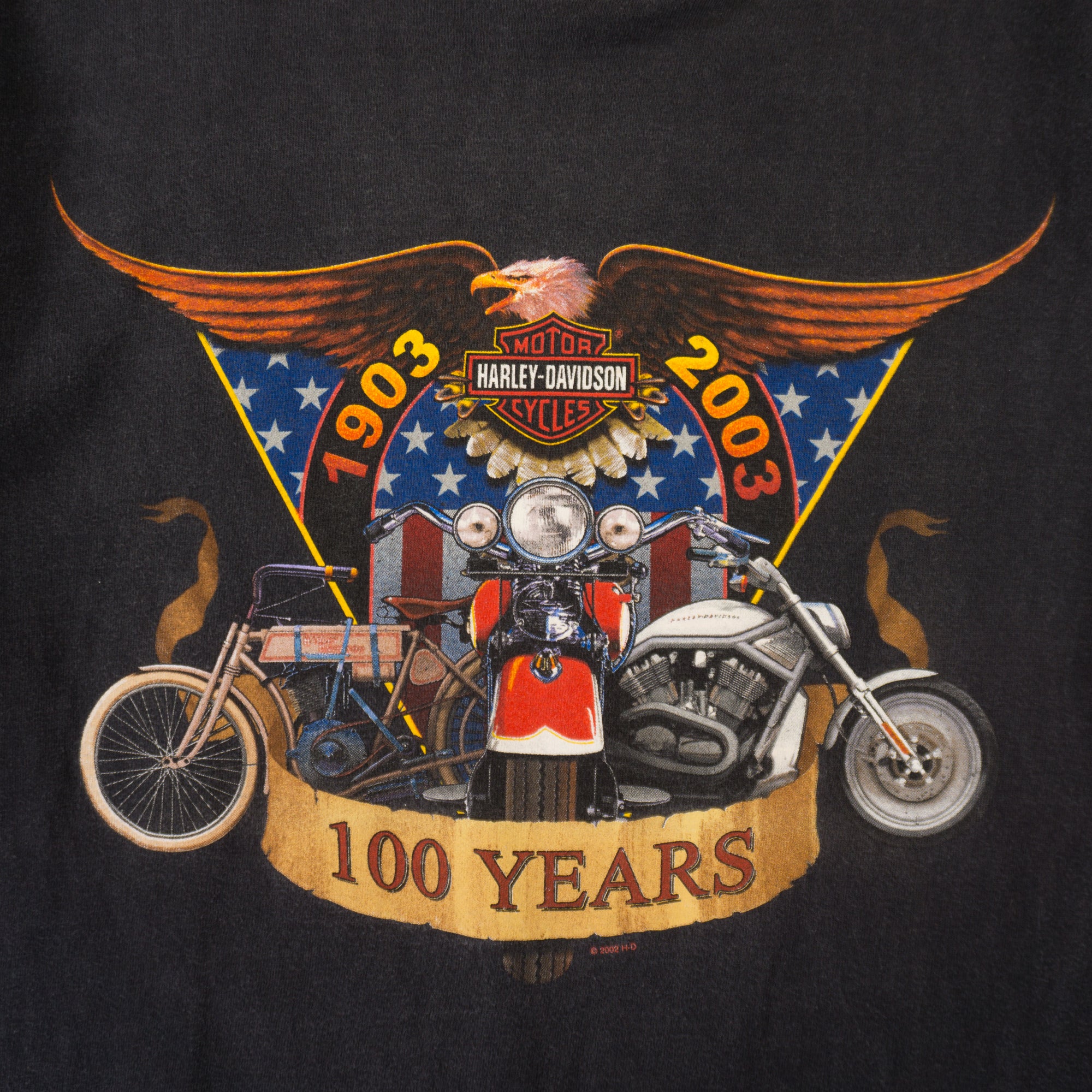 Harley-Davidson Винтидж 2000-те Сива Тениска с Графика