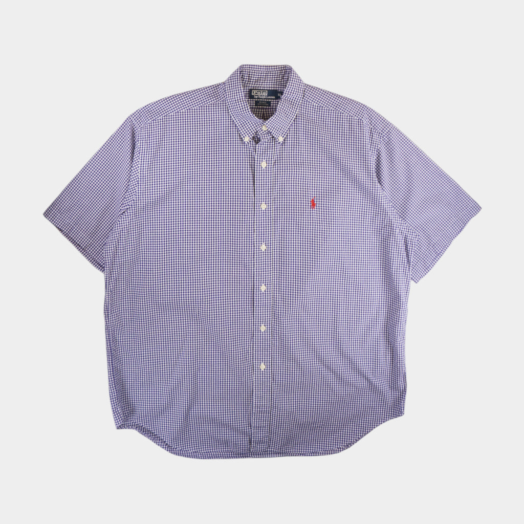 Polo Ralph Lauren Винтидж 2000-те Карирана Синя Риза с Къс Ръкав