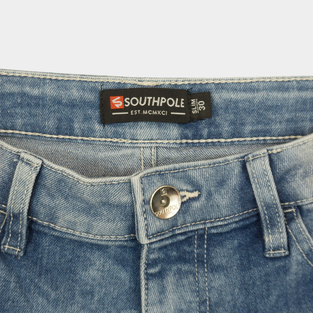SouthPole Washed Biker Сини Къси Дънки