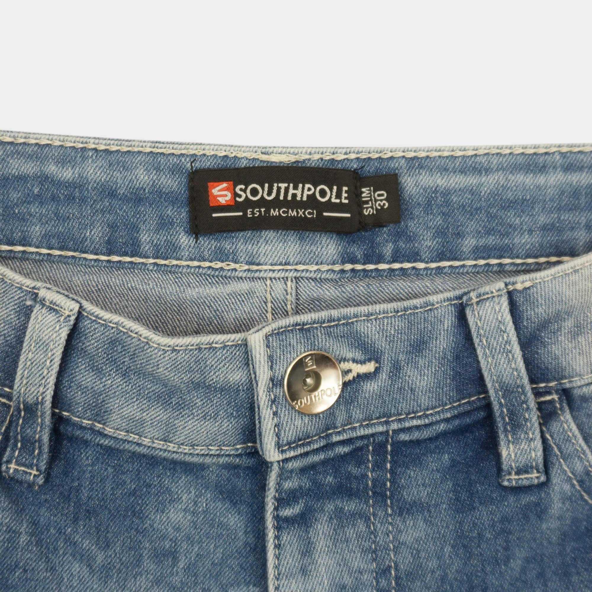 SouthPole Washed Biker Сини Къси Дънки