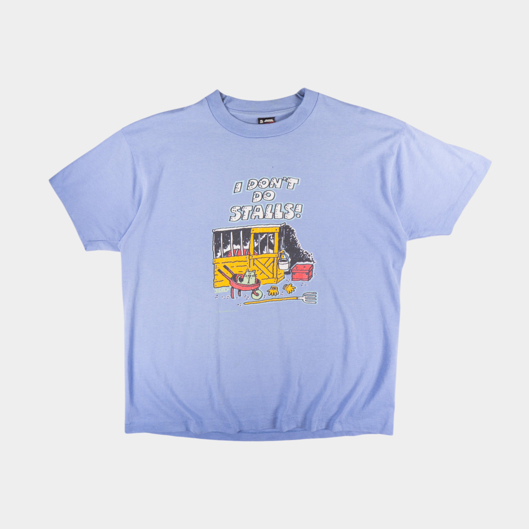 Fruit of The Loom Винтидж 90-те Единичен Шев Синя Тениска с Графика