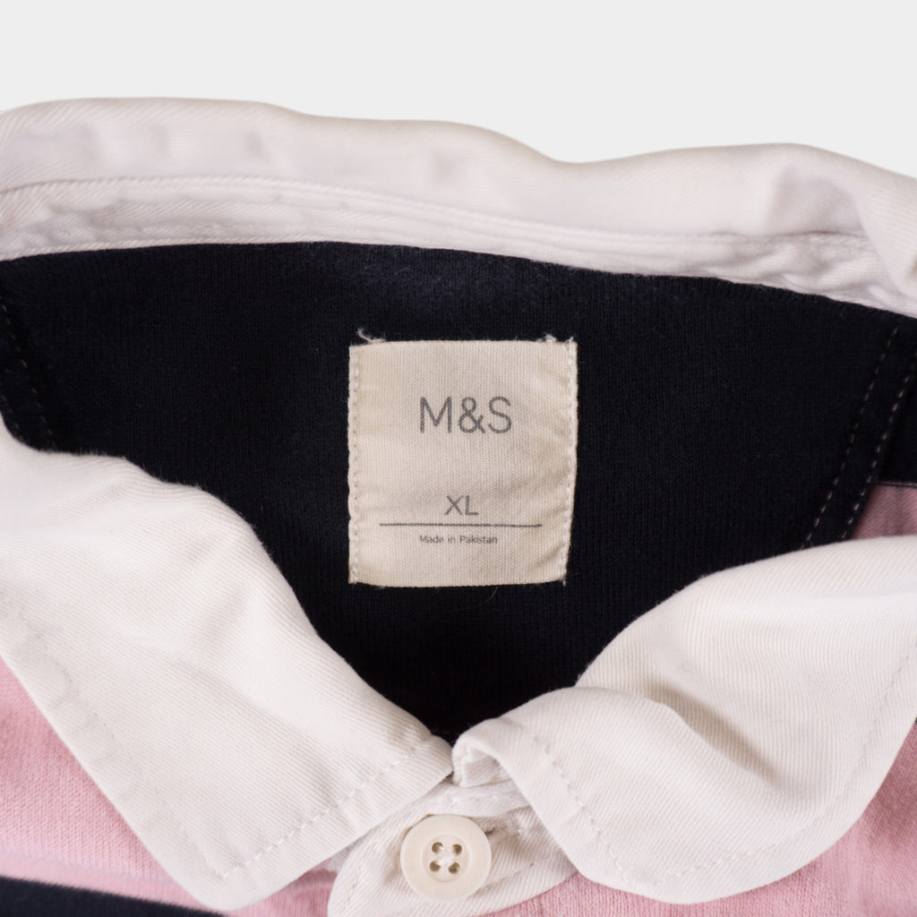 M&S Раирана Розова Тениска с Яка