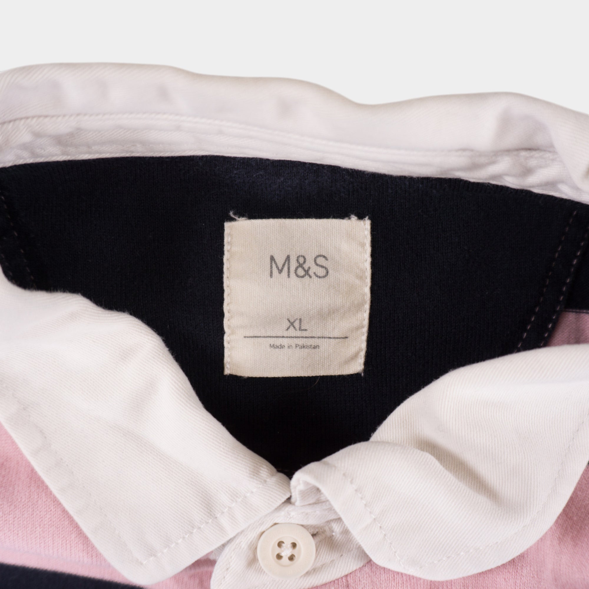 M&S Раирана Розова Тениска с Яка