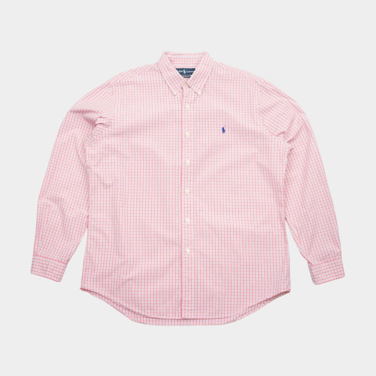 Ralph Lauren Vintage Карирана Риза с Дълъг Ръкав и Бродирано Лого
