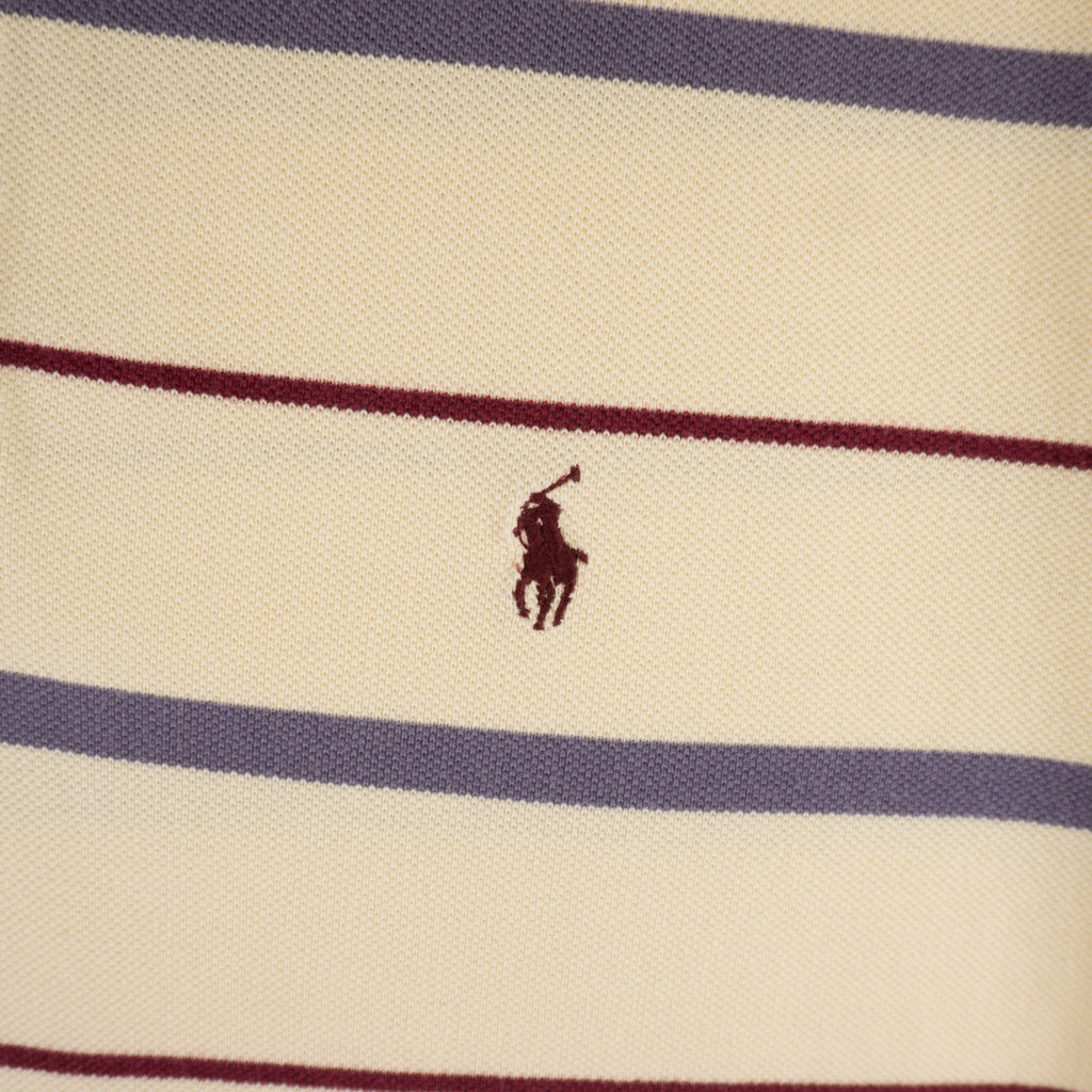 Polo Ralph Lauren Винтидж 90-те Раирана Бежова Тениска с Яка