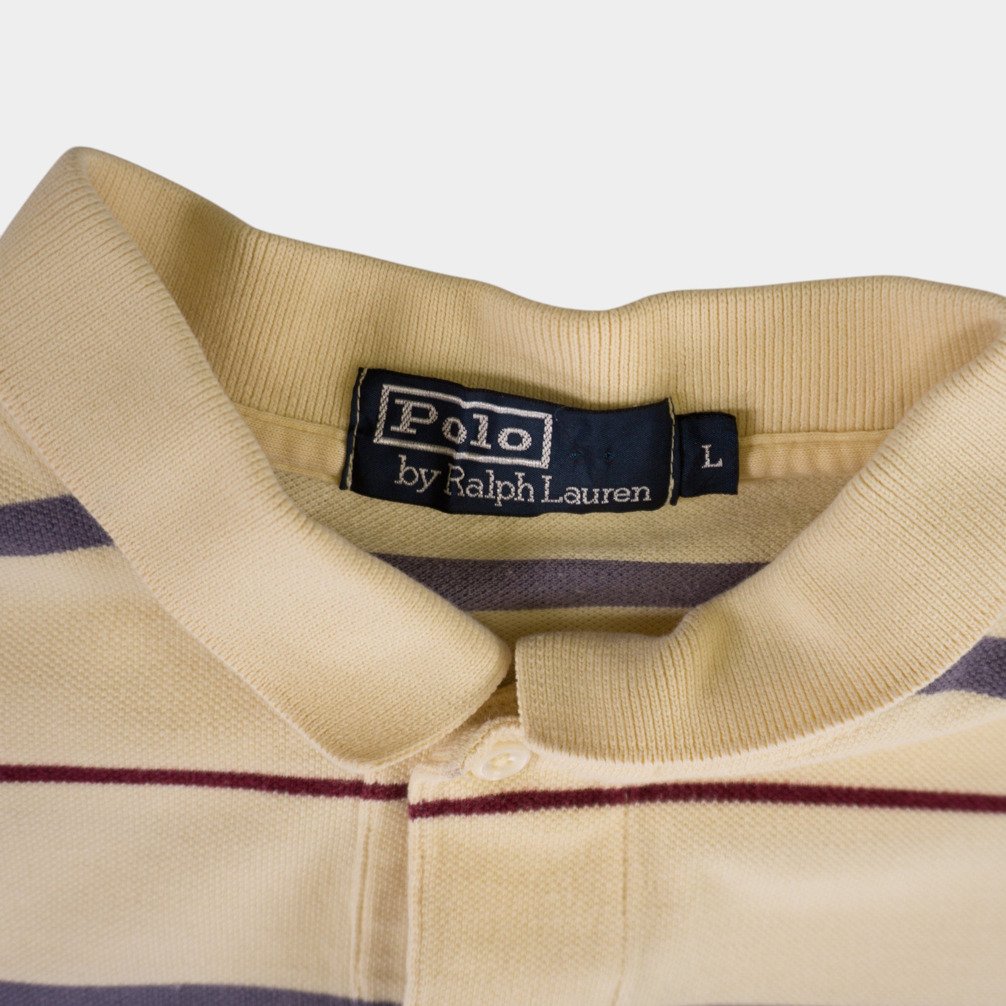 Polo Ralph Lauren Винтидж 90-те Раирана Бежова Тениска с Яка