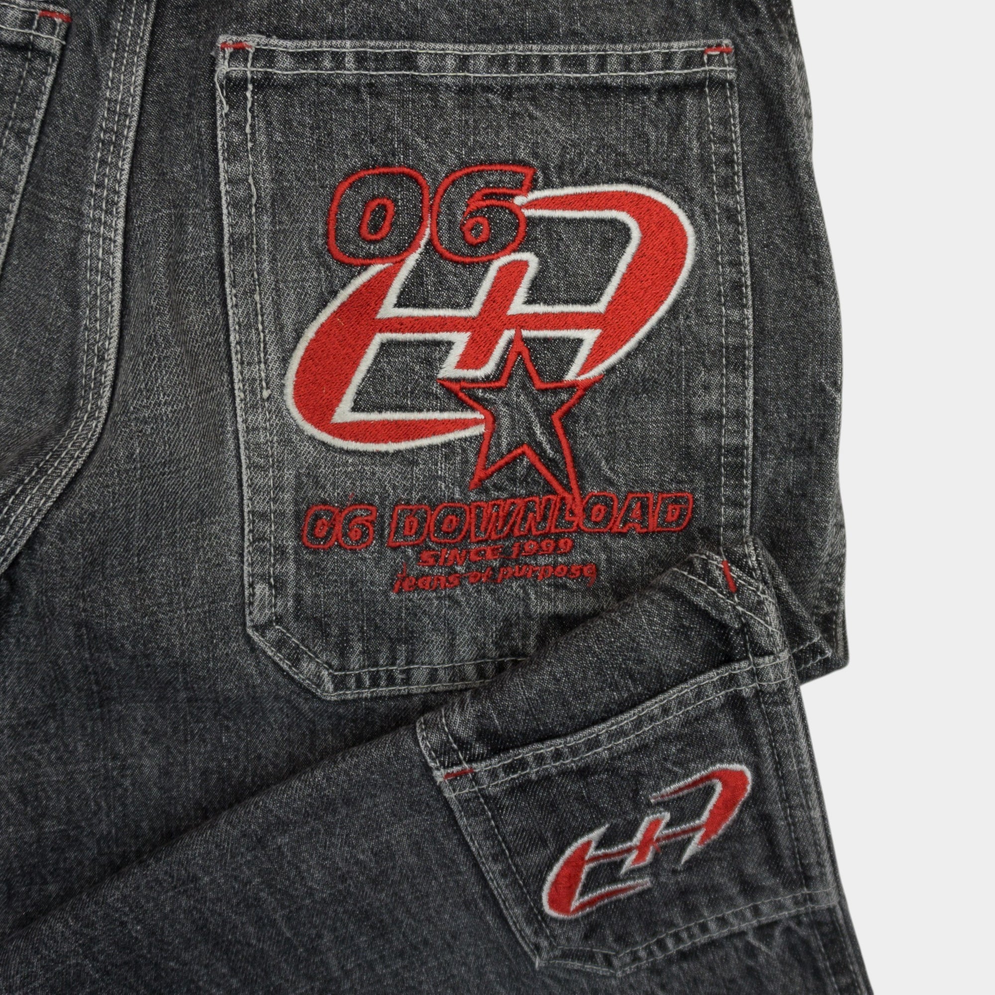 Here & There Vintage Carpenter Сиви Дънки с Бродерия