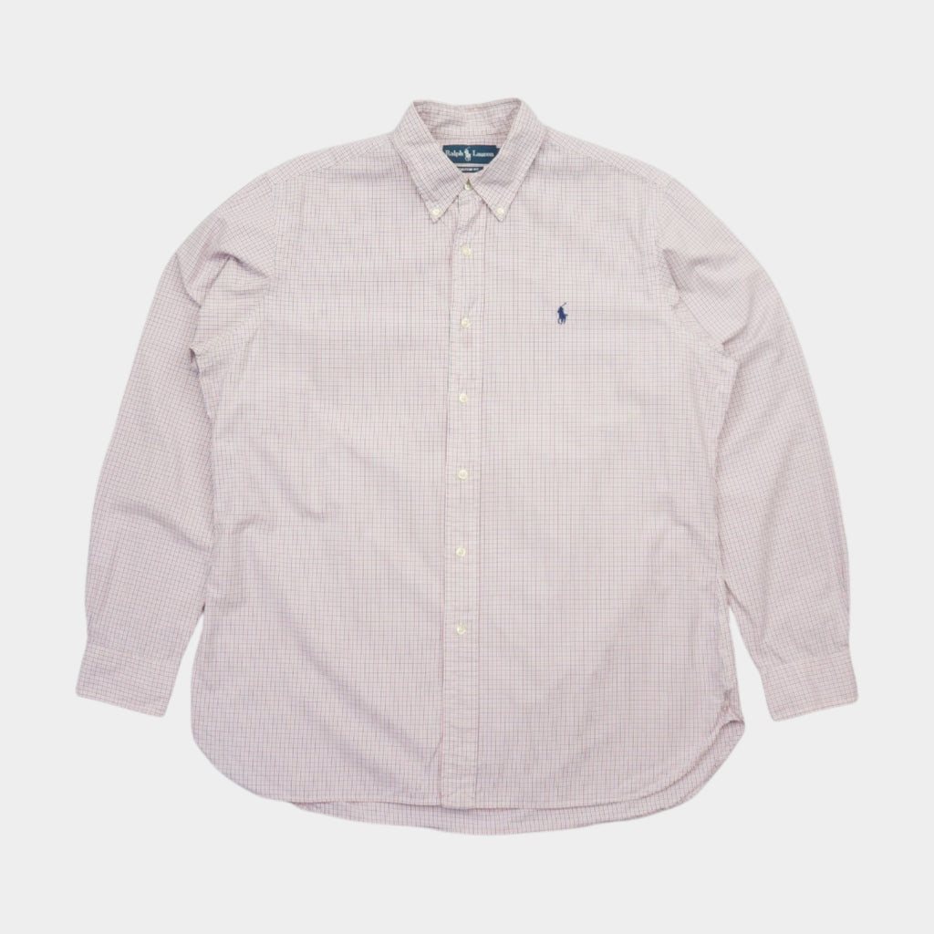 Ralph Lauren Vintage Карирана Риза с Дълъг Ръкав и Бродирано Лого