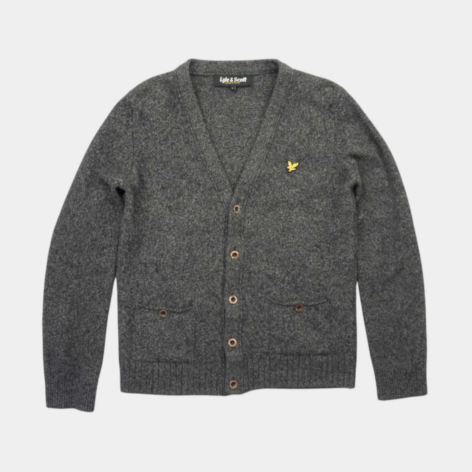 Lyle & Scott Сива Жилетка от Агнешка Вълна с Бродирано Лого