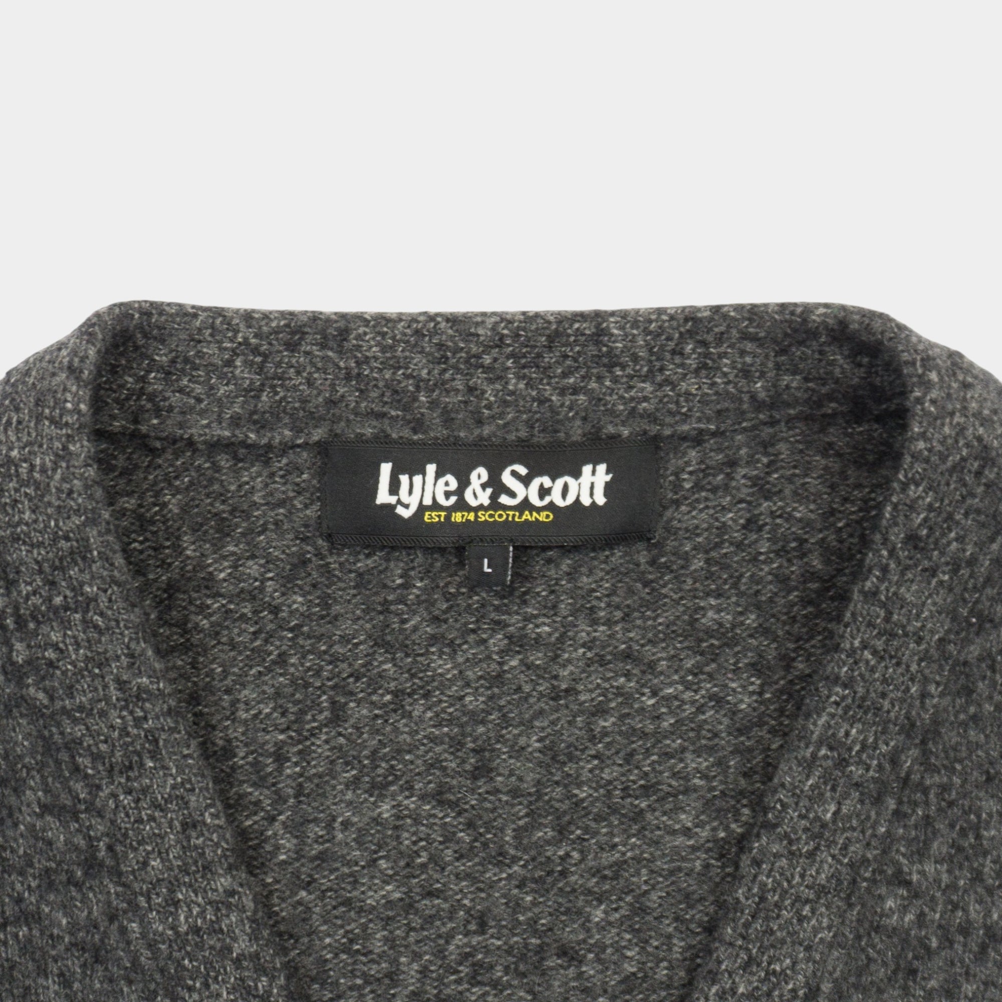 Lyle & Scott Сива Жилетка от Агнешка Вълна с Бродирано Лого