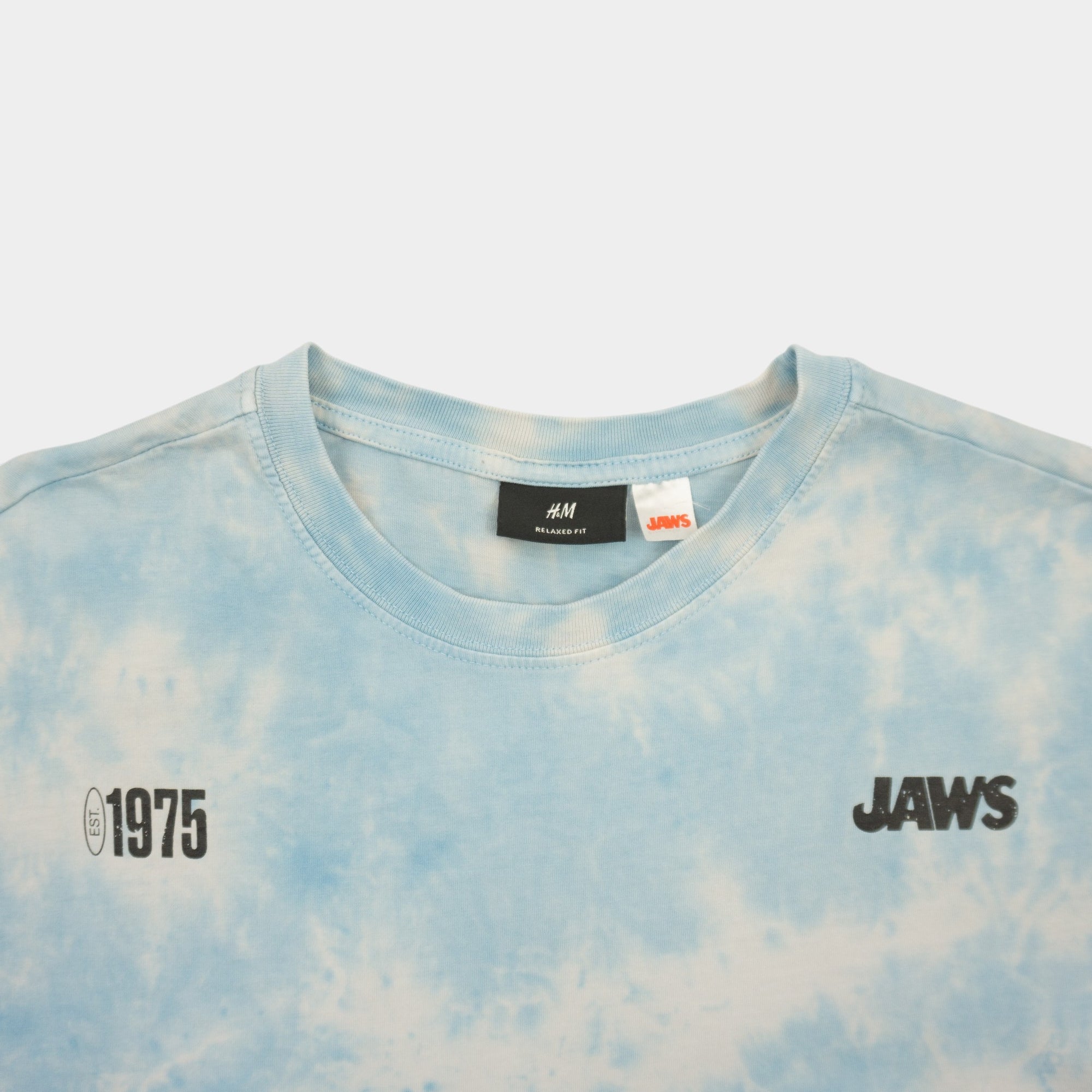 H&M X Jaws Tie-Dye Синя Тениска с Графика