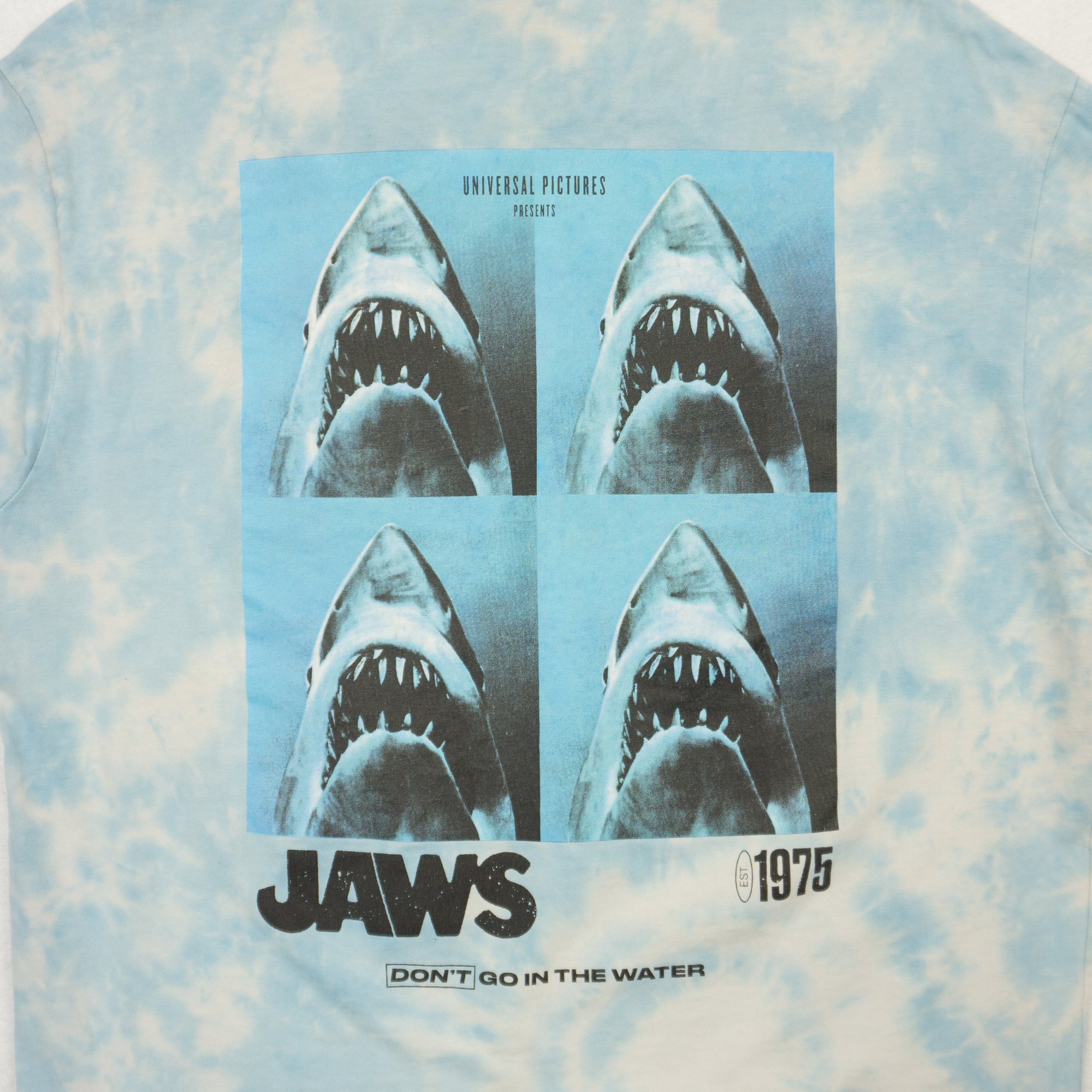 H&M X Jaws Tie-Dye Синя Тениска с Графика