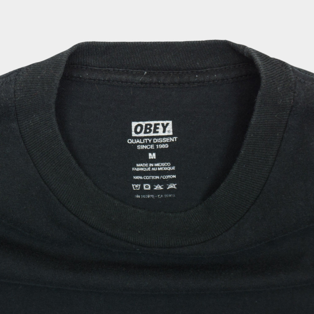 Obey Черна Тениска с Голямо Лого