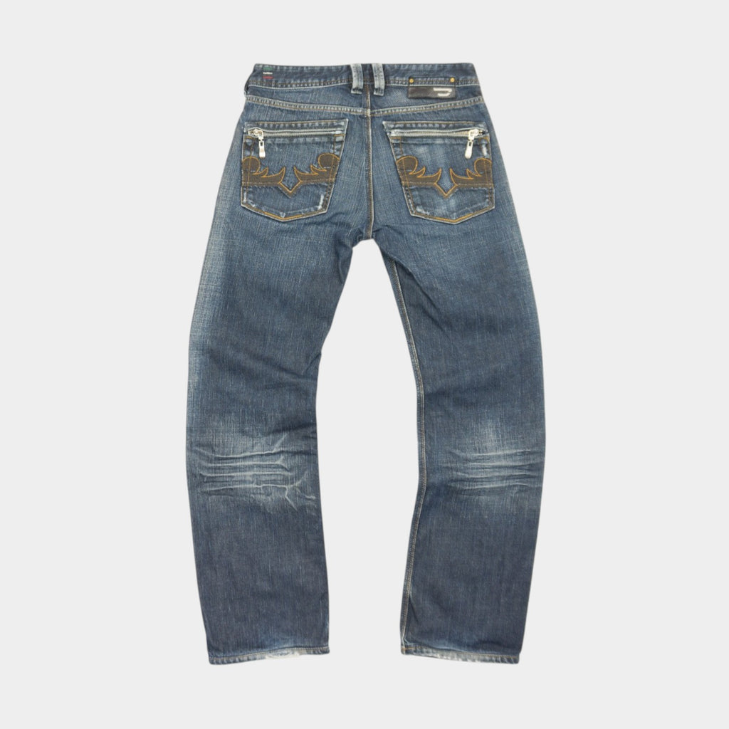 Diesel YARIK Vintage Y2K Сини Дънки с Бродерия