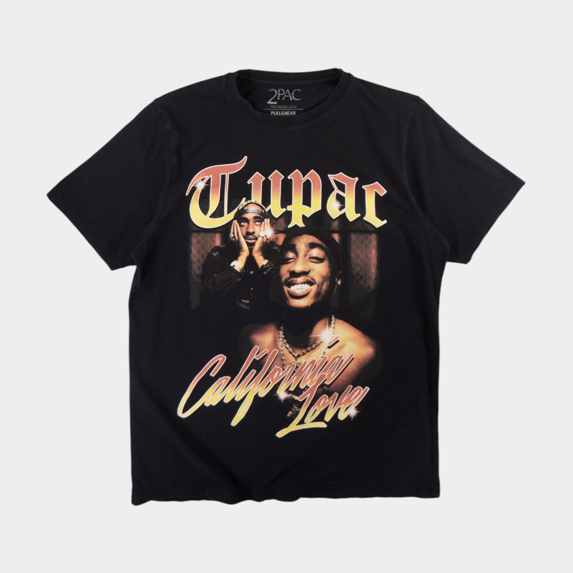 Pull & Bear x 2Pac Черна Тениска с Графика