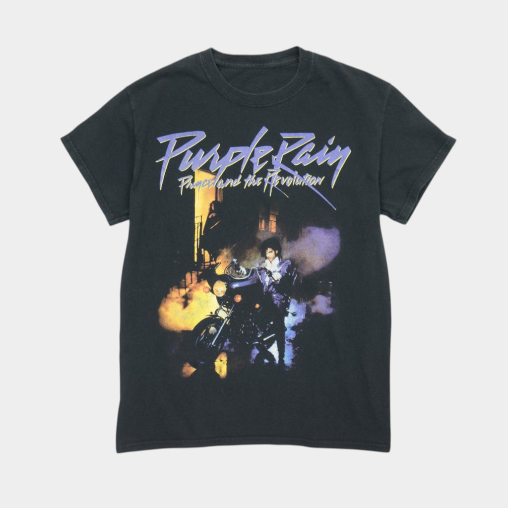 Prince Purple Rain Черна Тениска с Графика
