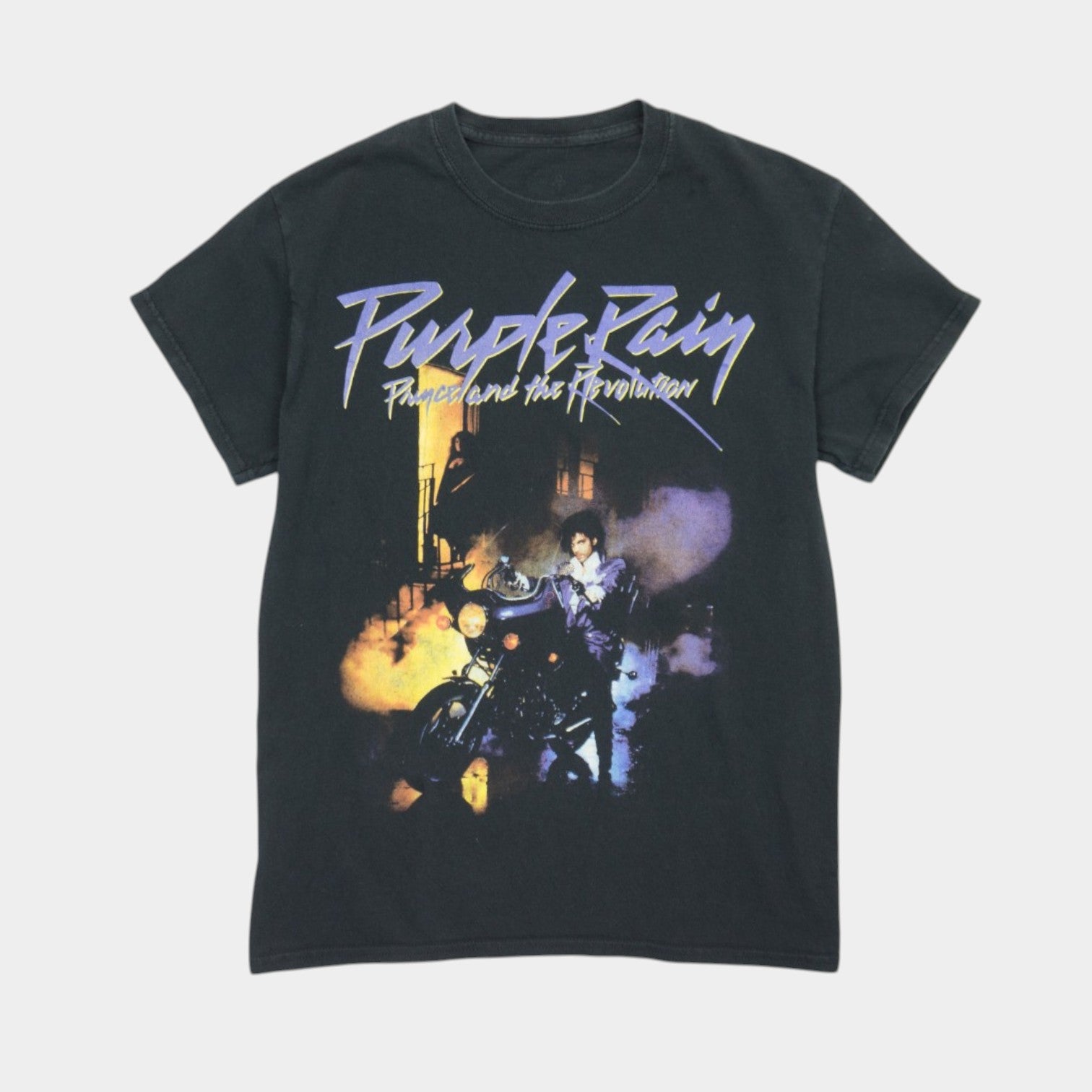 Prince Purple Rain Черна Тениска с Графика