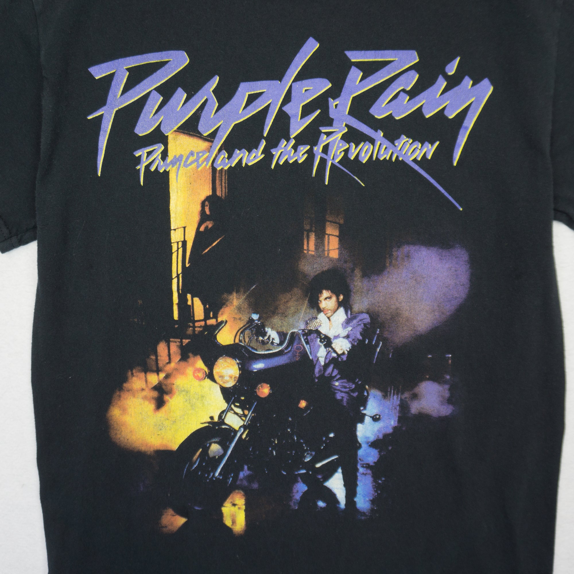 Prince Purple Rain Черна Тениска с Графика