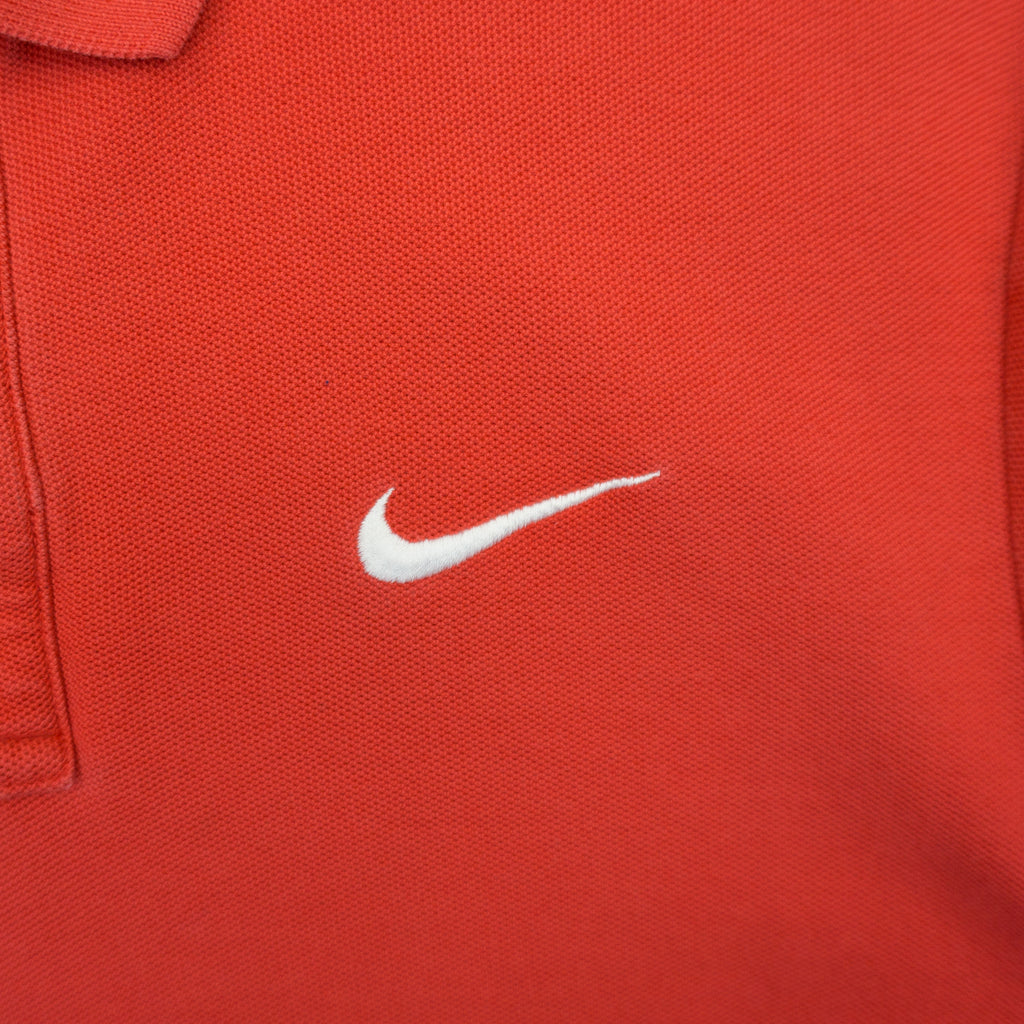 Nike Червена Тениска с Яка и Бродирано Лого