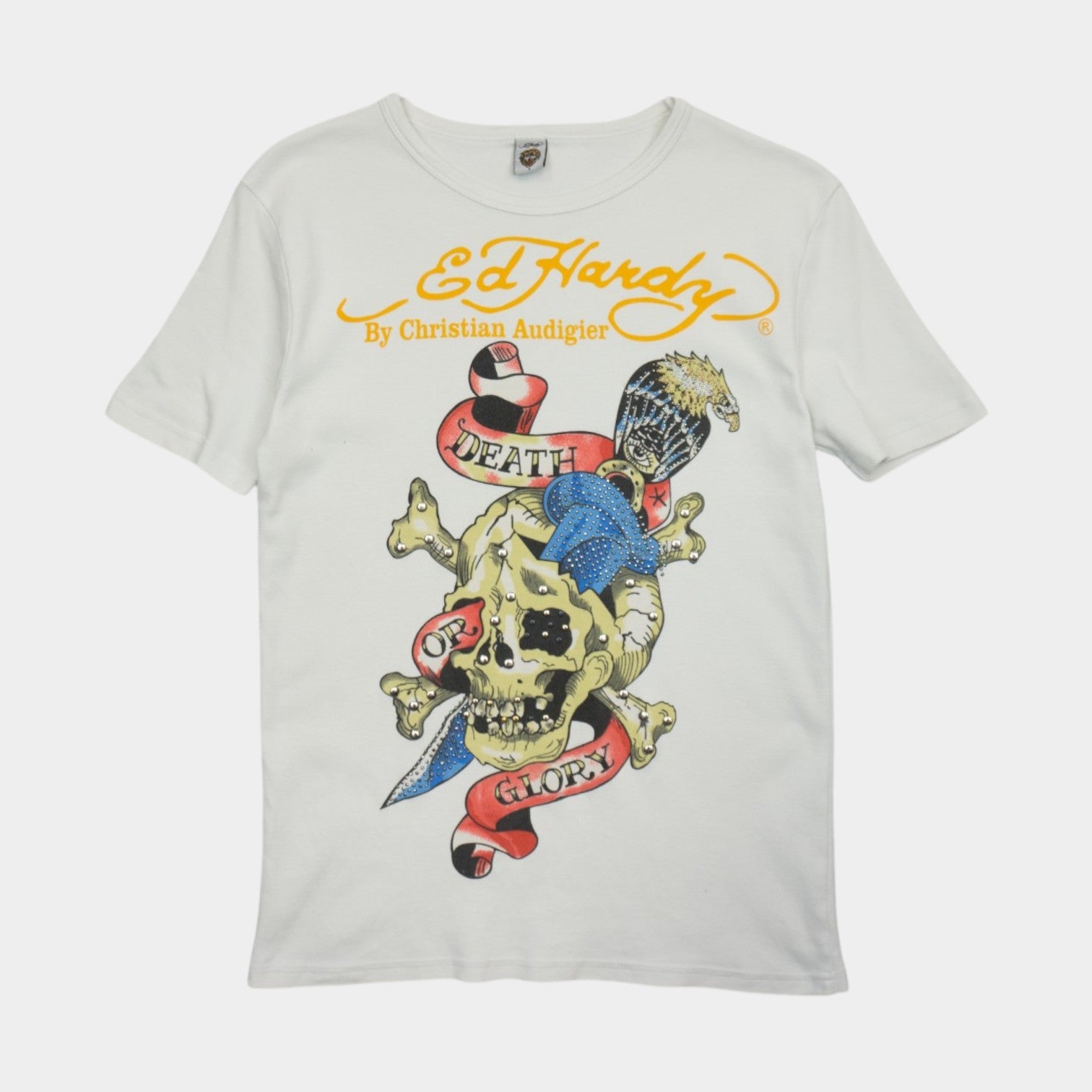 Ed Hardy Vintage Бяла Тениска с Графика