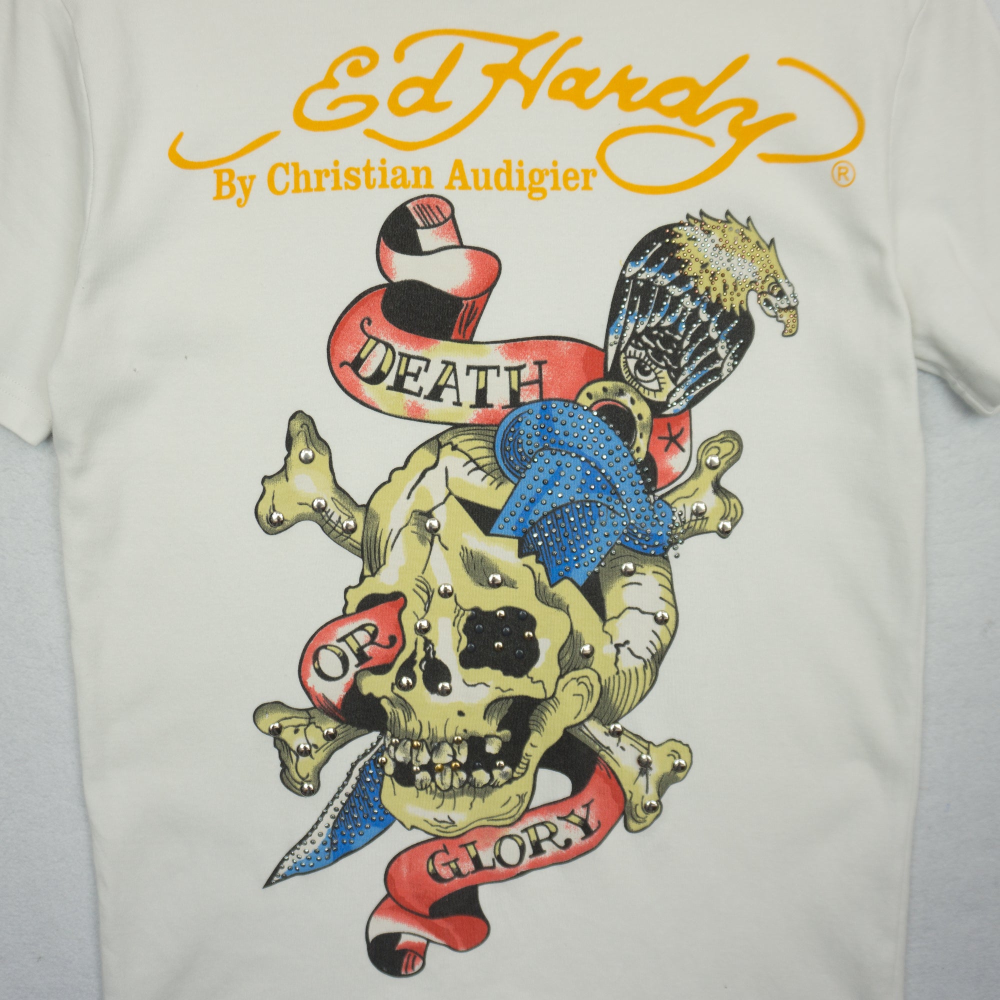 Ed Hardy Vintage Бяла Тениска с Графика