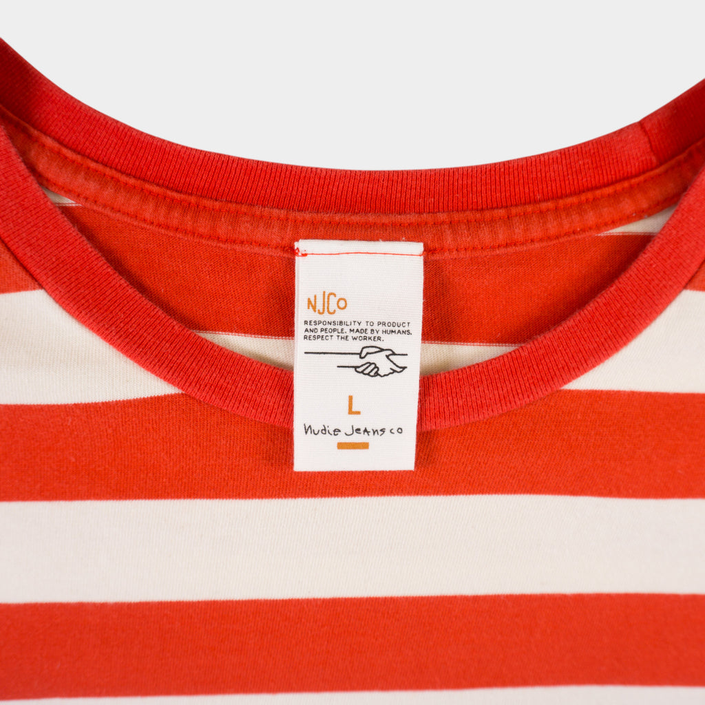 Nudie Jeans Червена Раирана Тениска