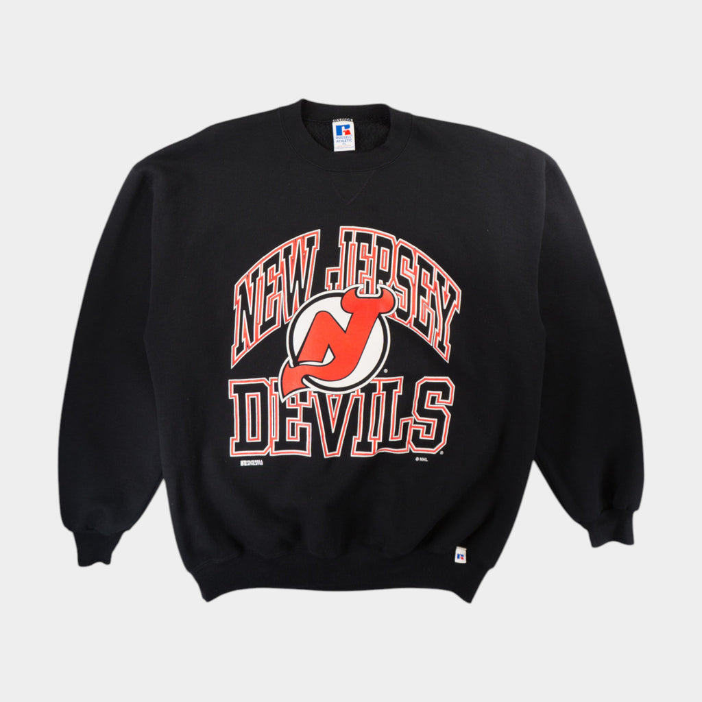 Russell Athletic X NHL Devils Винтидж 90-те Черна Блуза с Графика