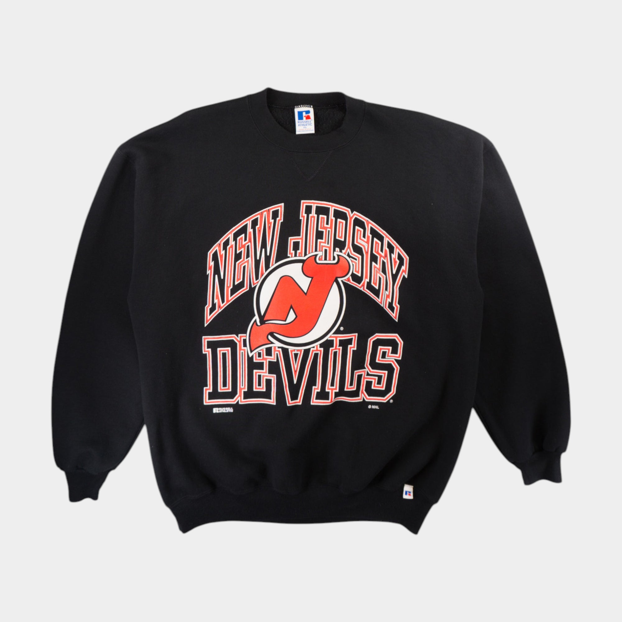 Russell Athletic X NHL Devils Винтидж 90-те Черна Блуза с Графика