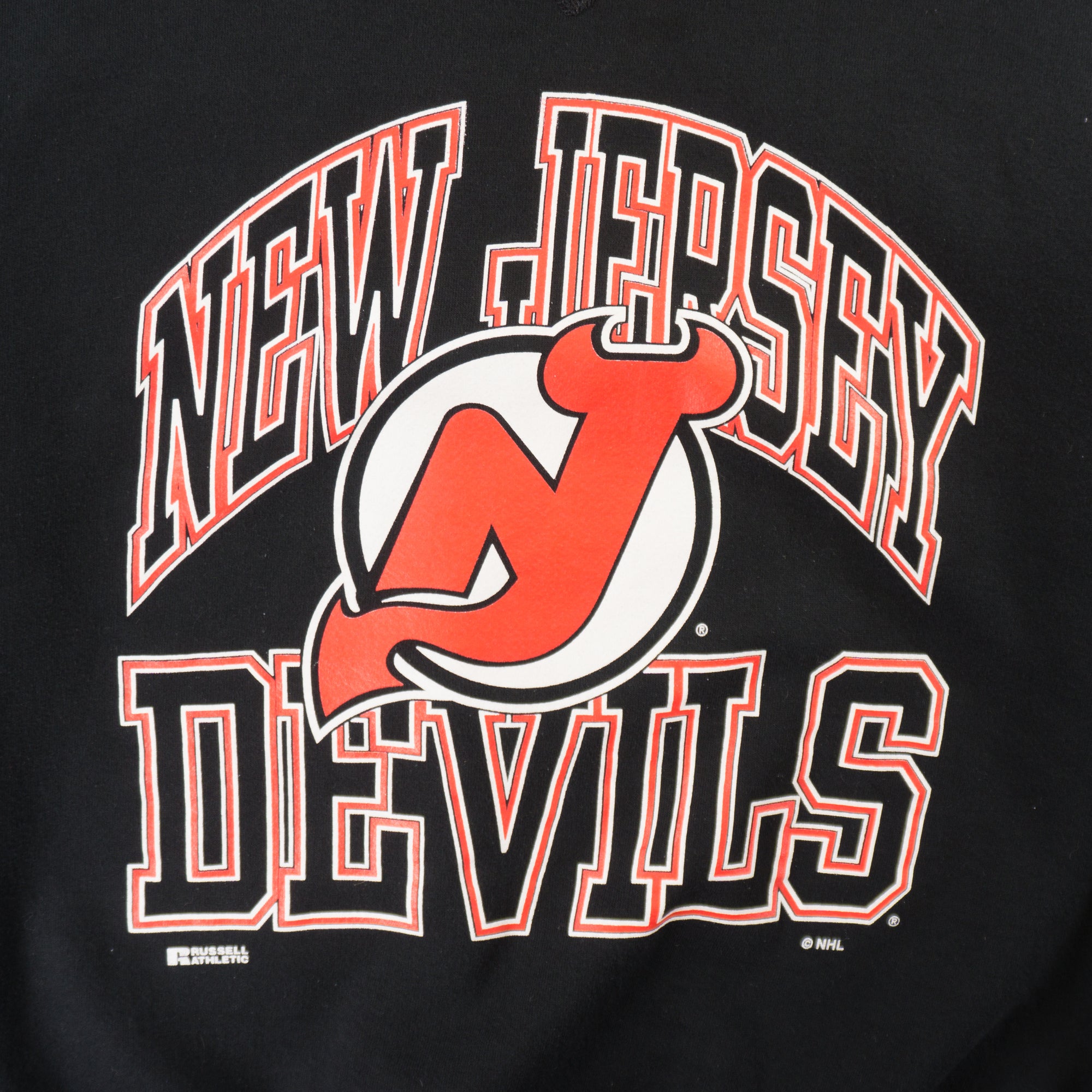 Russell Athletic X NHL Devils Винтидж 90-те Черна Блуза с Графика