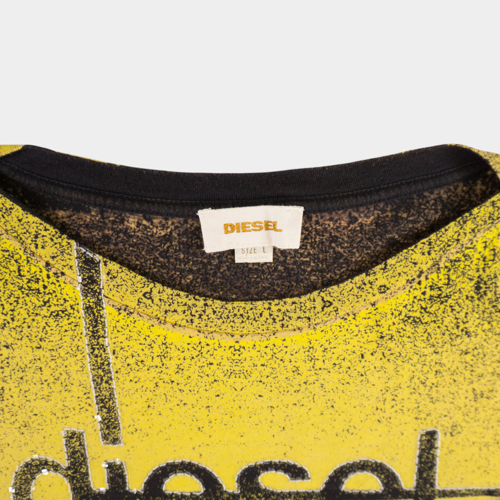 Diesel Винтидж 2000-те Жълта Тениска с Графика