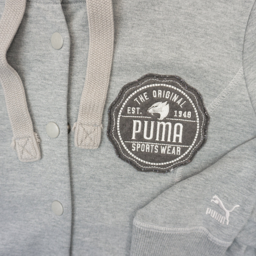 Puma Сив Суичър с Копчета и Бродирано Лого