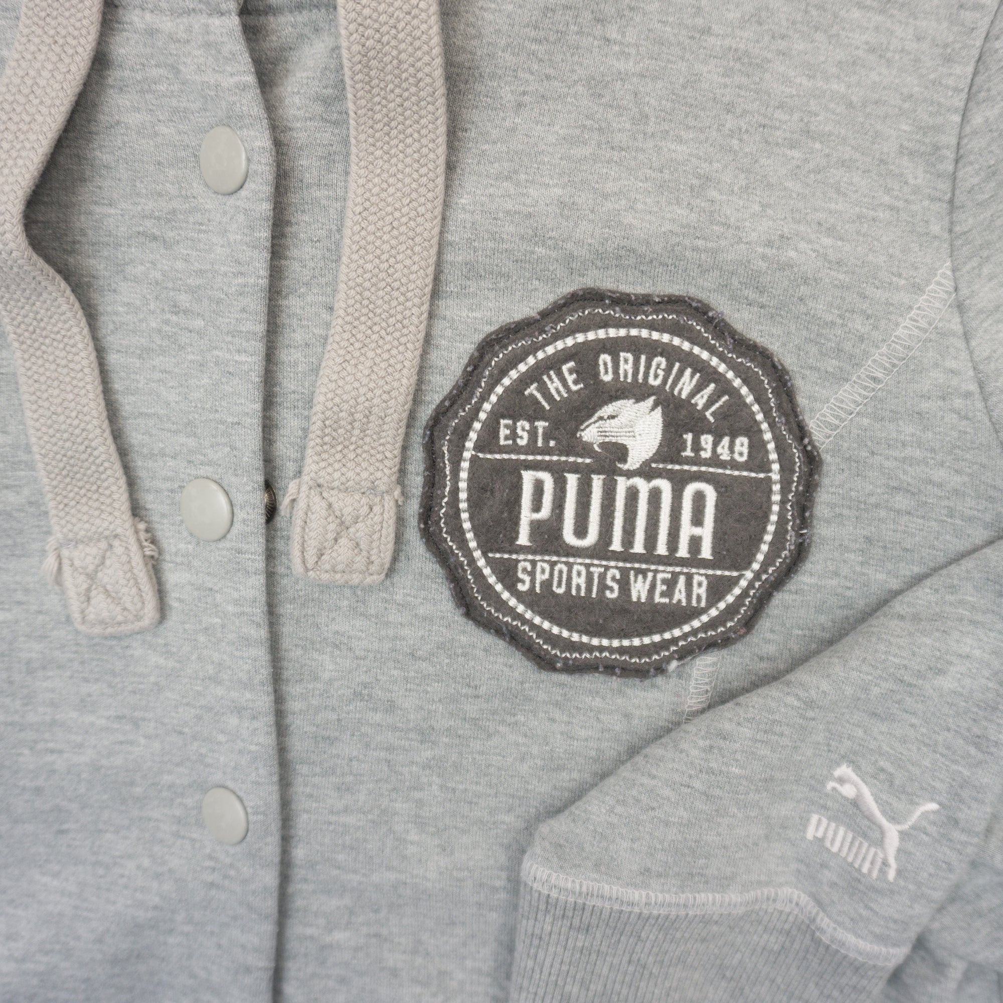 Puma Сив Суичър с Копчета и Бродирано Лого