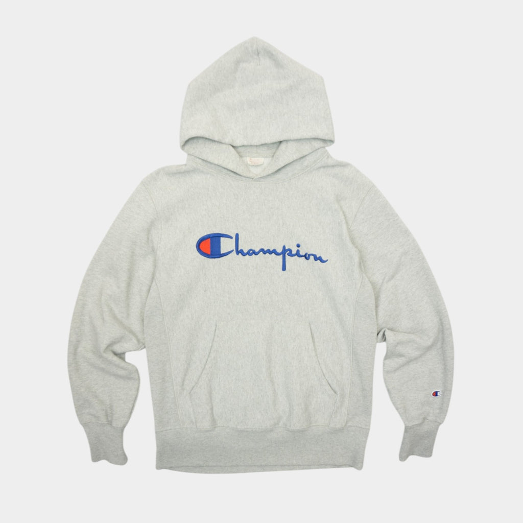 Champion Reverse Weave Сив Суичър с Голямо Бродирано Лого