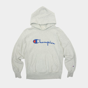 Champion Reverse Weave Сив Суичър с Голямо Бродирано Лого