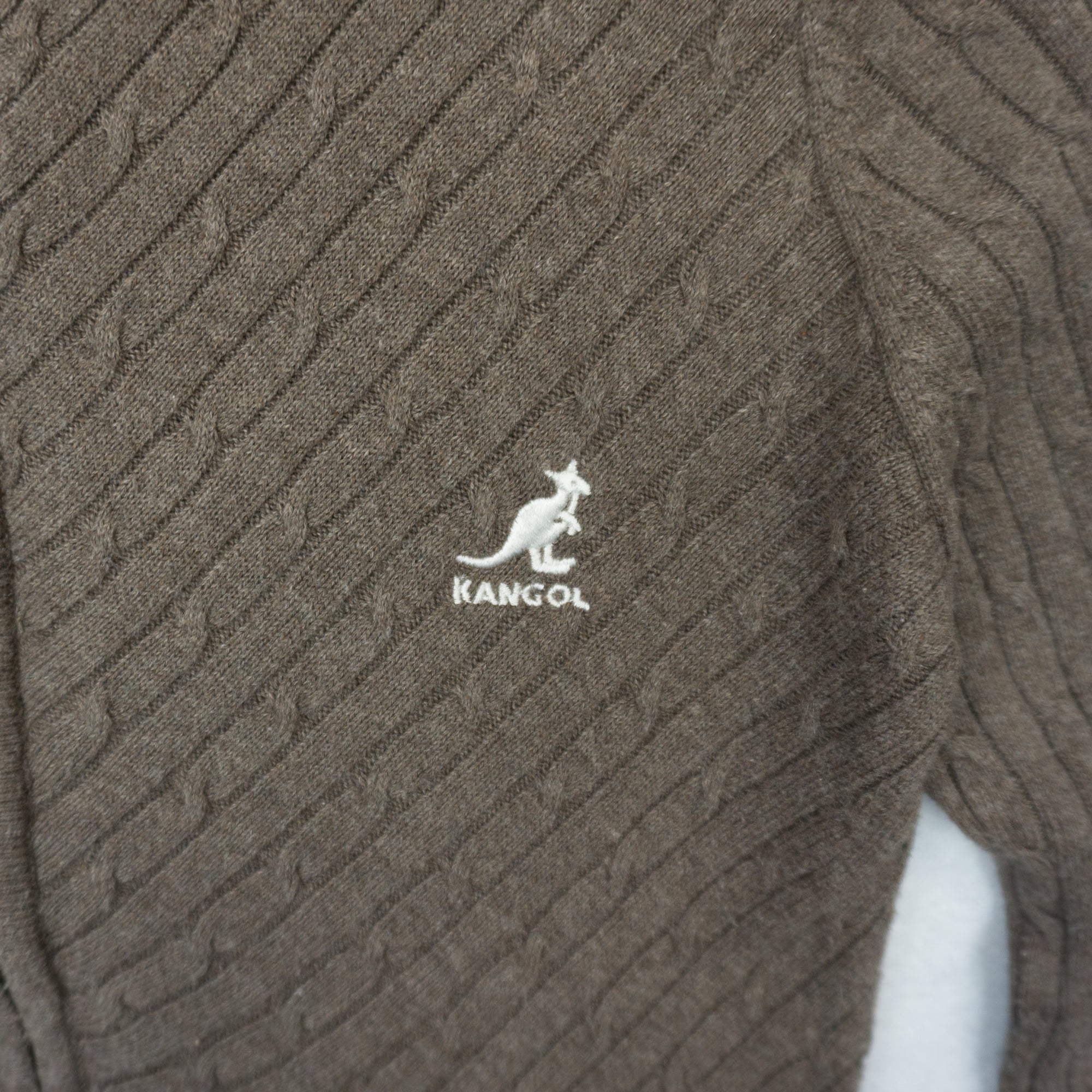 Kangol Кафява Жилетка с Цип и Бродирано Лого