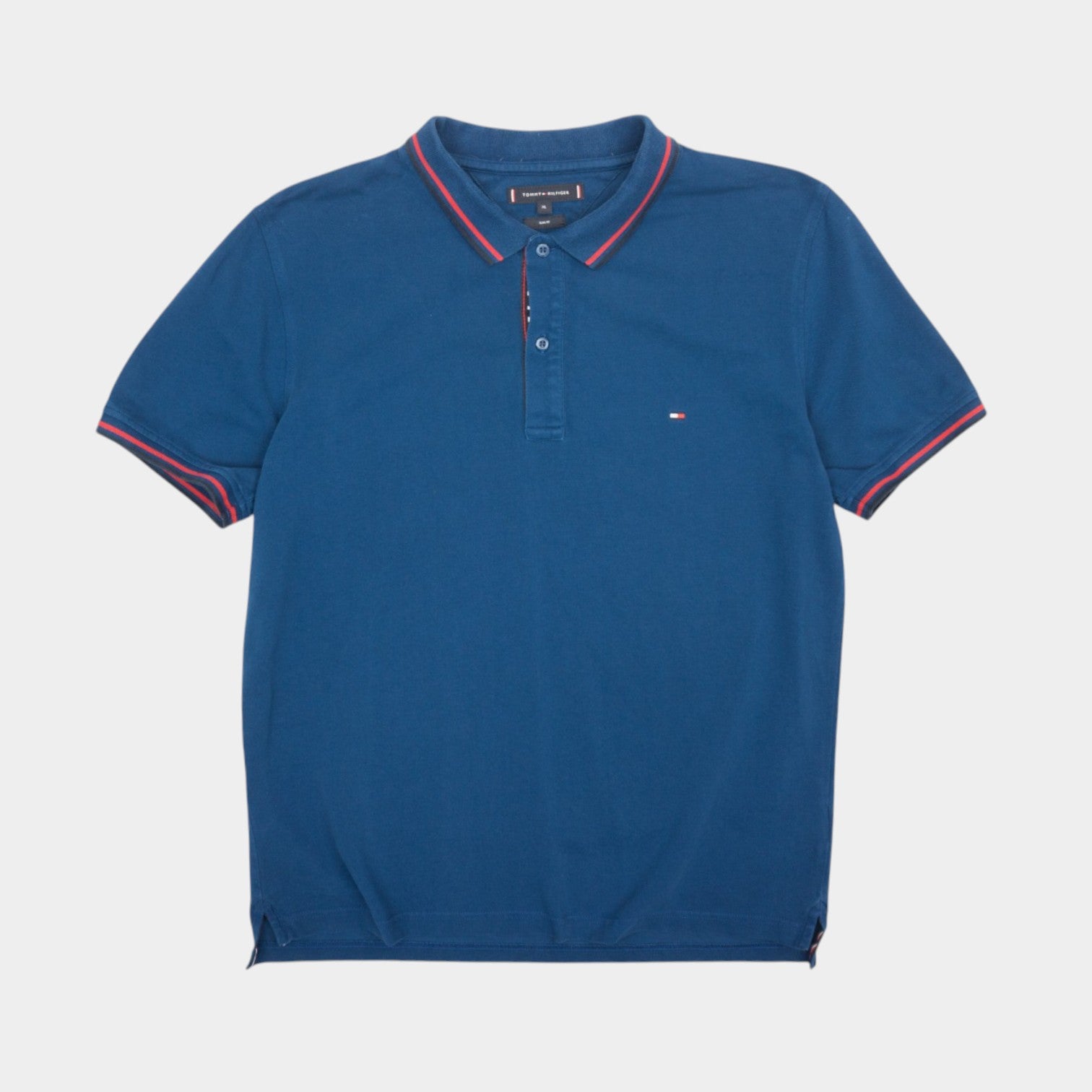 Tommy Hilfiger Синя Тениска с Яка и Бродирано Малко Лого