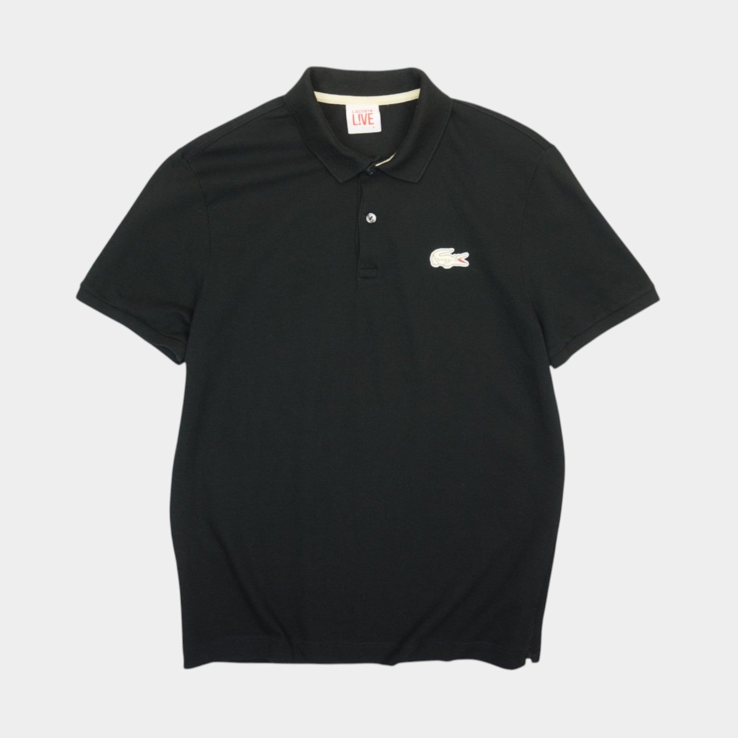 Lacoste Черна Тениска с Яка и Бродирано Лого