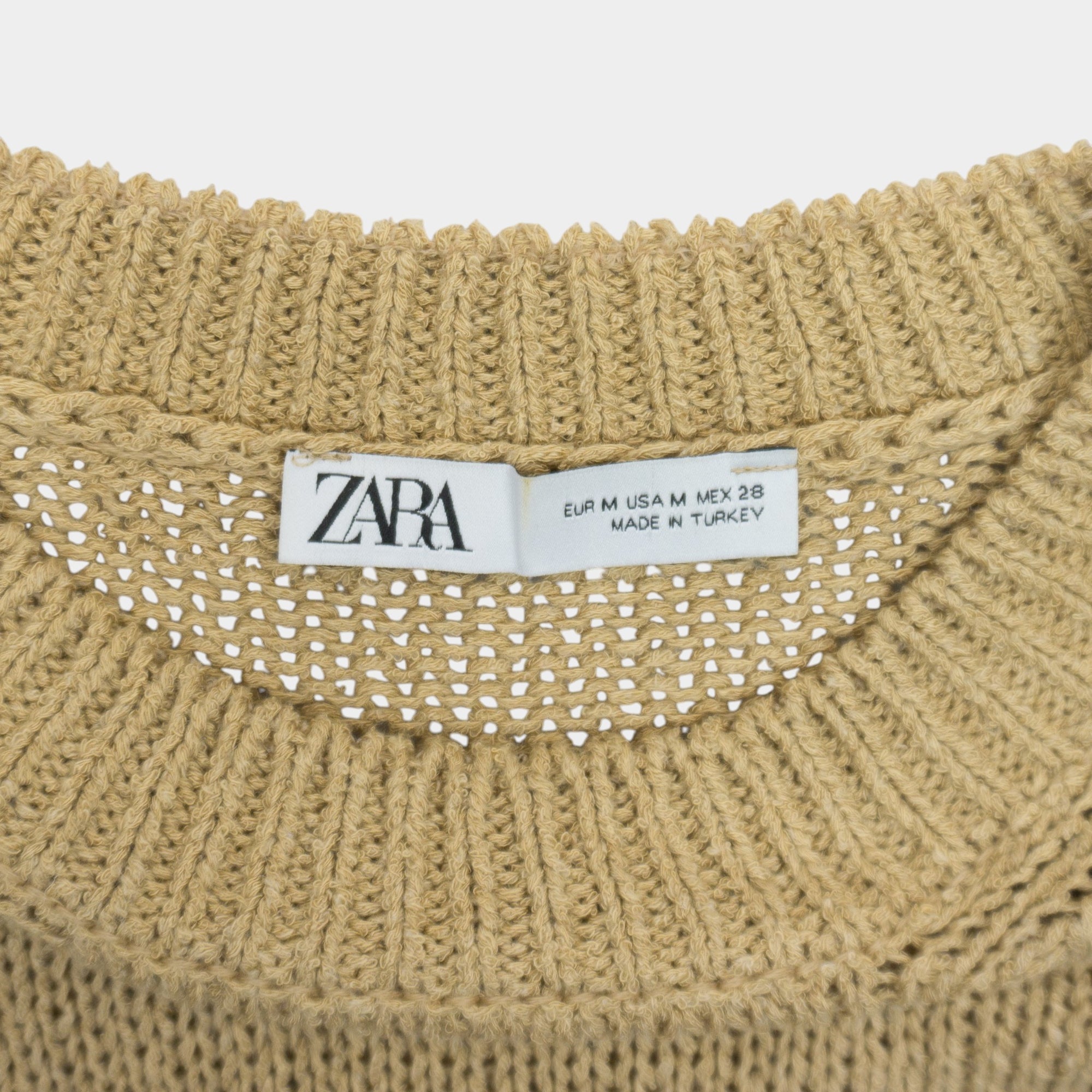 Zara Бежов Плетен Пуловер