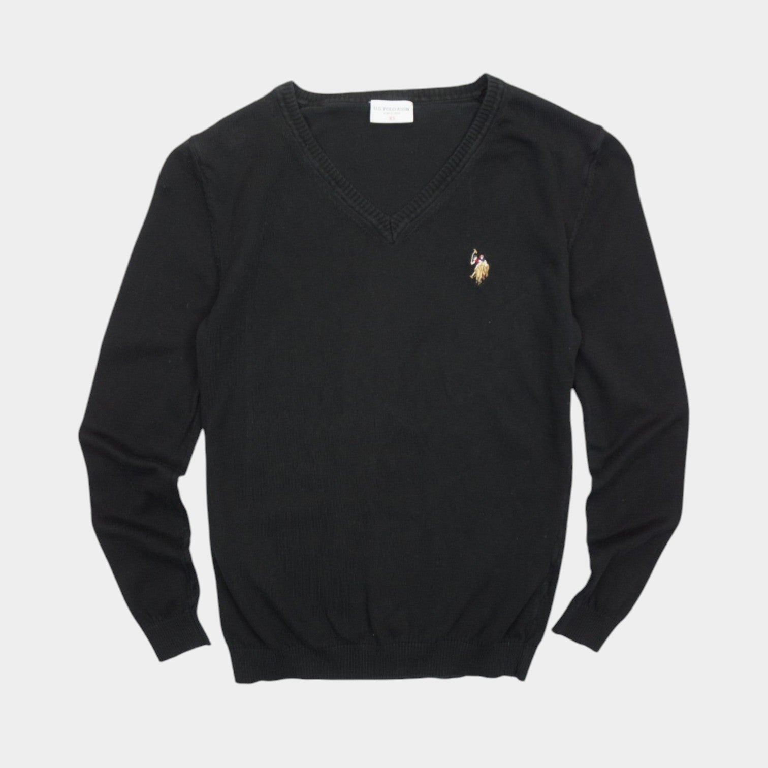 US Polo Assn Черен Пуловер с Бродирано Лого