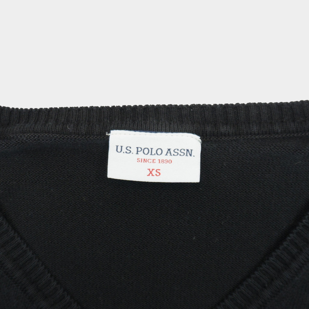 US Polo Assn Черен Пуловер с Бродирано Лого