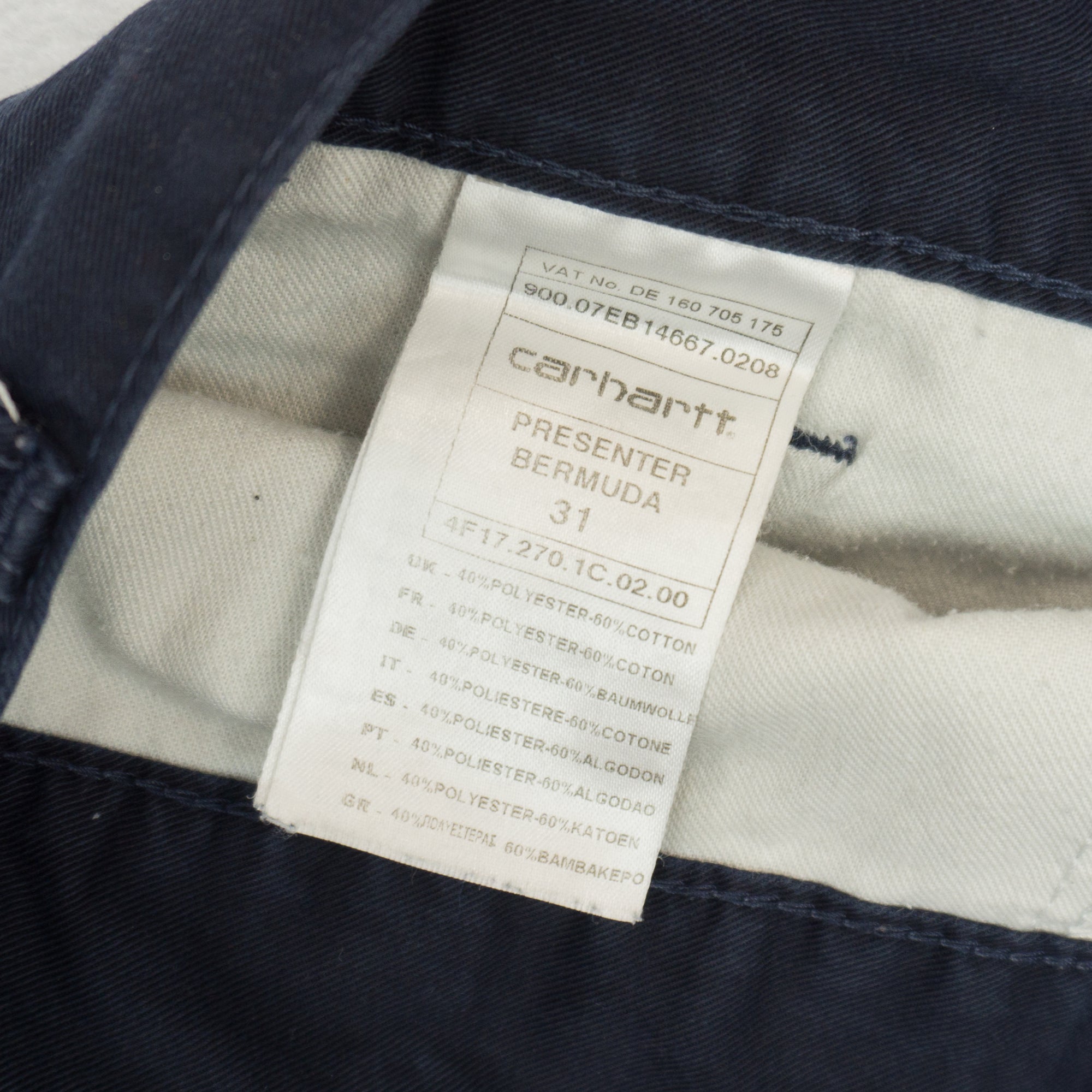 Carhartt Presenter Bermuda Тъмно Сини Къси Панталони