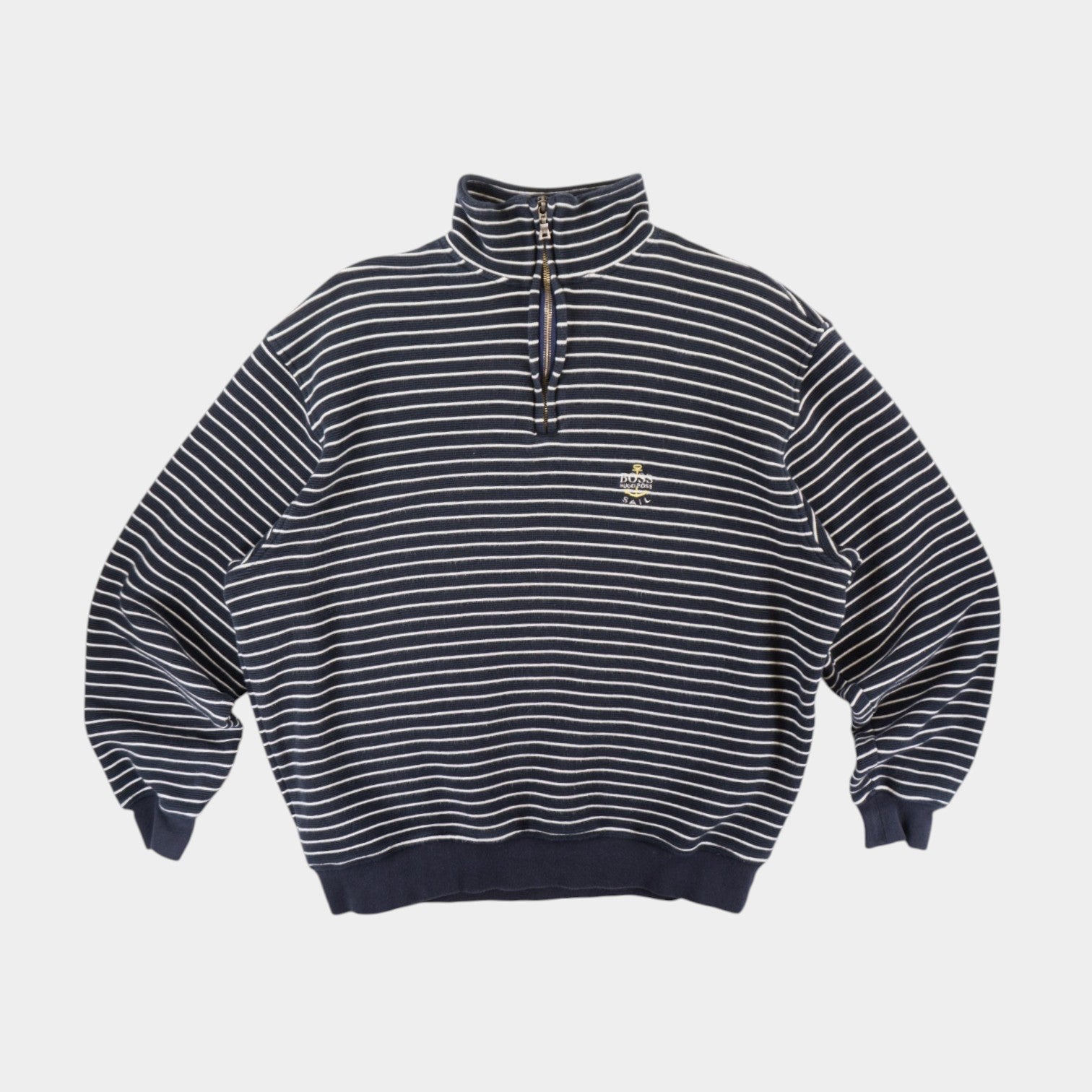 Hugo Boss Vintage 1/3 Zip-Up Раирана Поло Блуза
