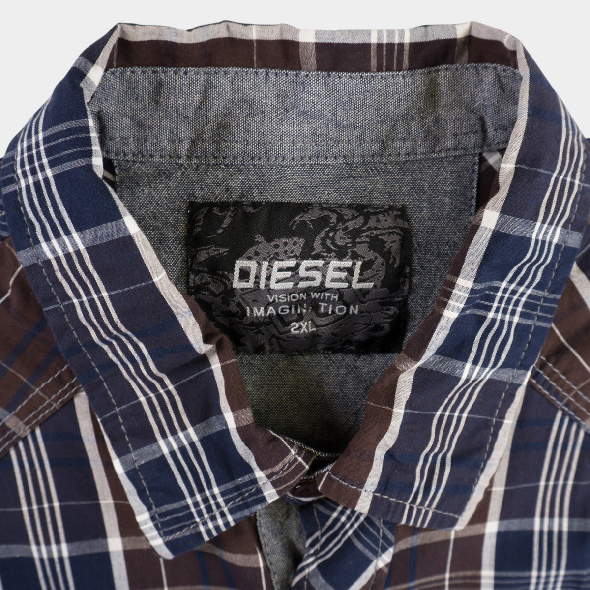 Diesel Винтидж 2000-те Карирана Риза с Къс Ръкав