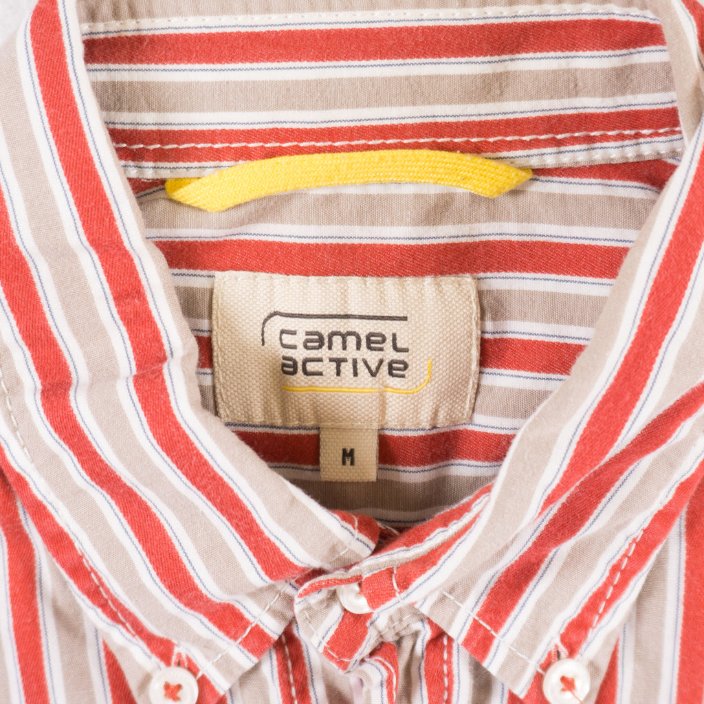 Camel Active Vintage Червена Раирана Риза с Къс Ръкав