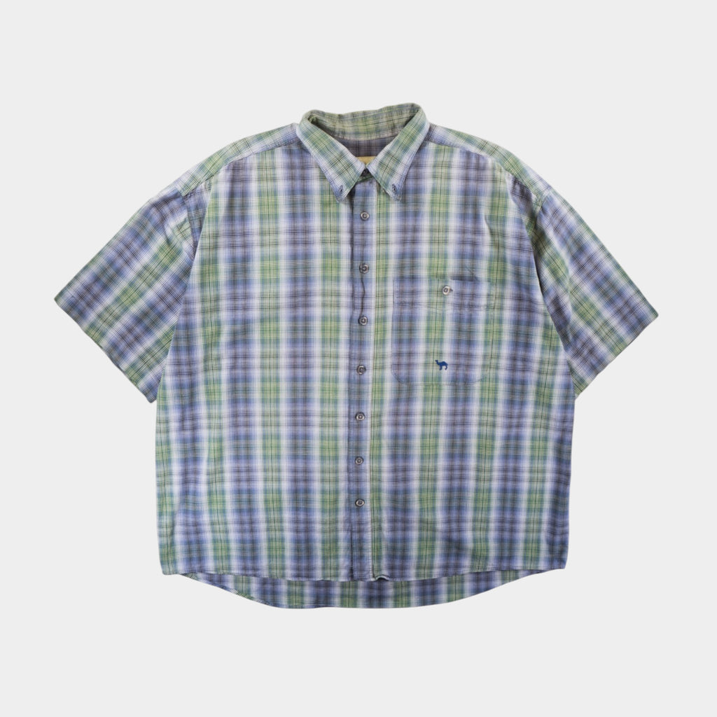 Camel Collection Vintage Карирана Риза с Къс Ръкав и Бродирано Лого