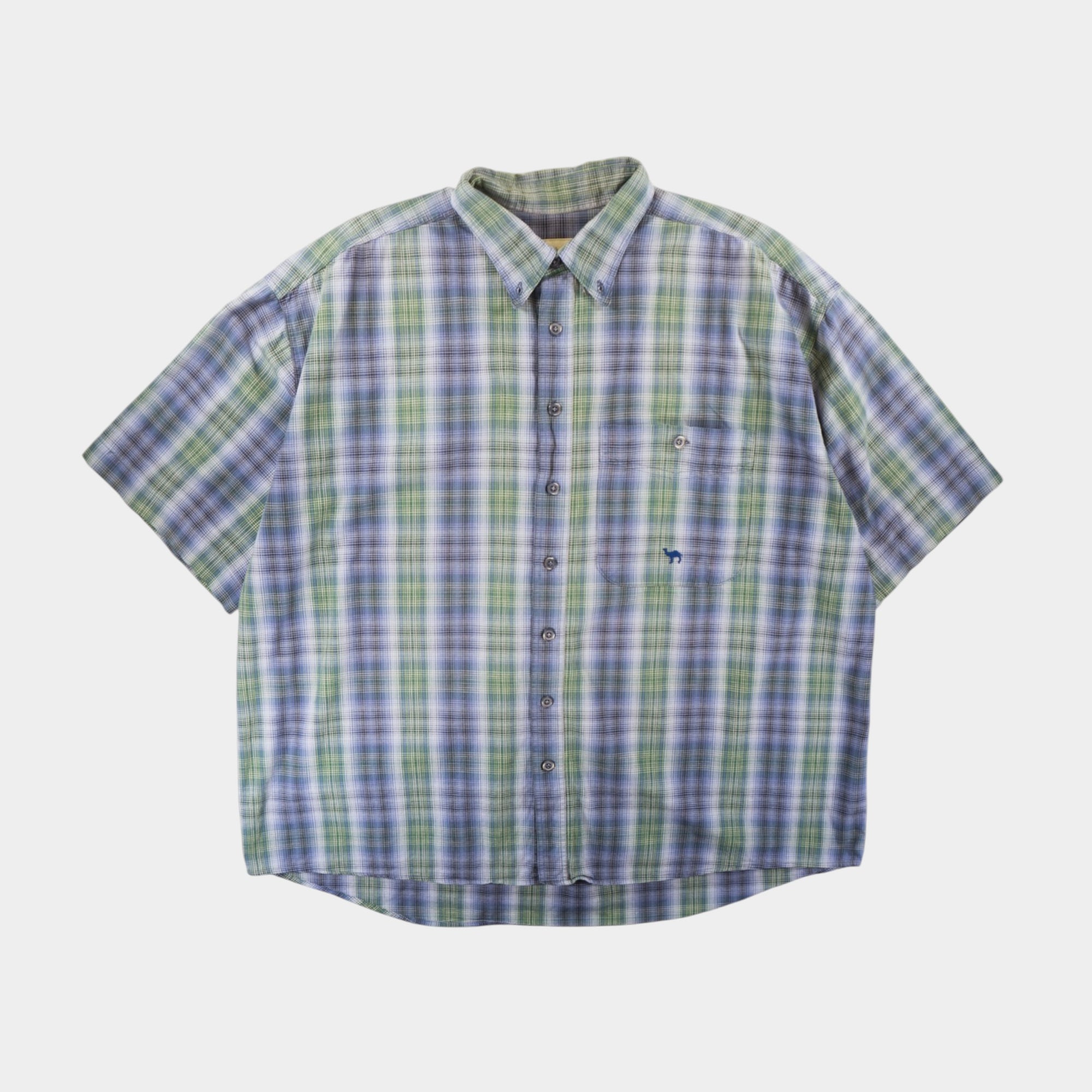 Camel Collection Vintage Карирана Риза с Къс Ръкав и Бродирано Лого