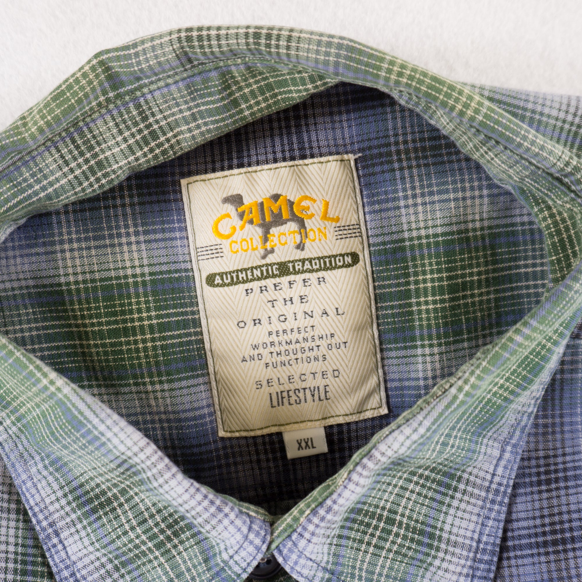 Camel Collection Vintage Карирана Риза с Къс Ръкав и Бродирано Лого