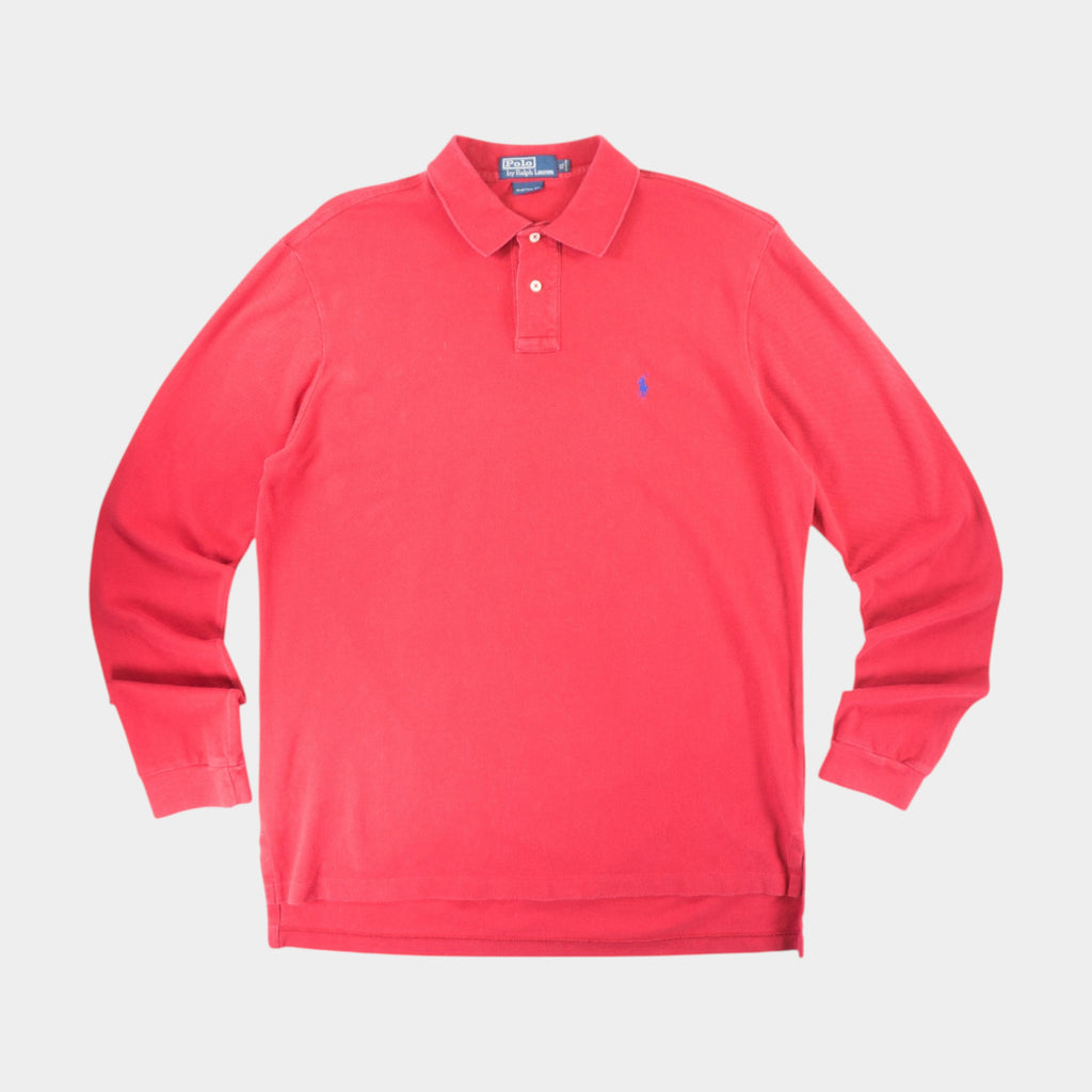 Polo Ralph Lauren Vintage Червена Блуза с Яка и Бродирано Лого