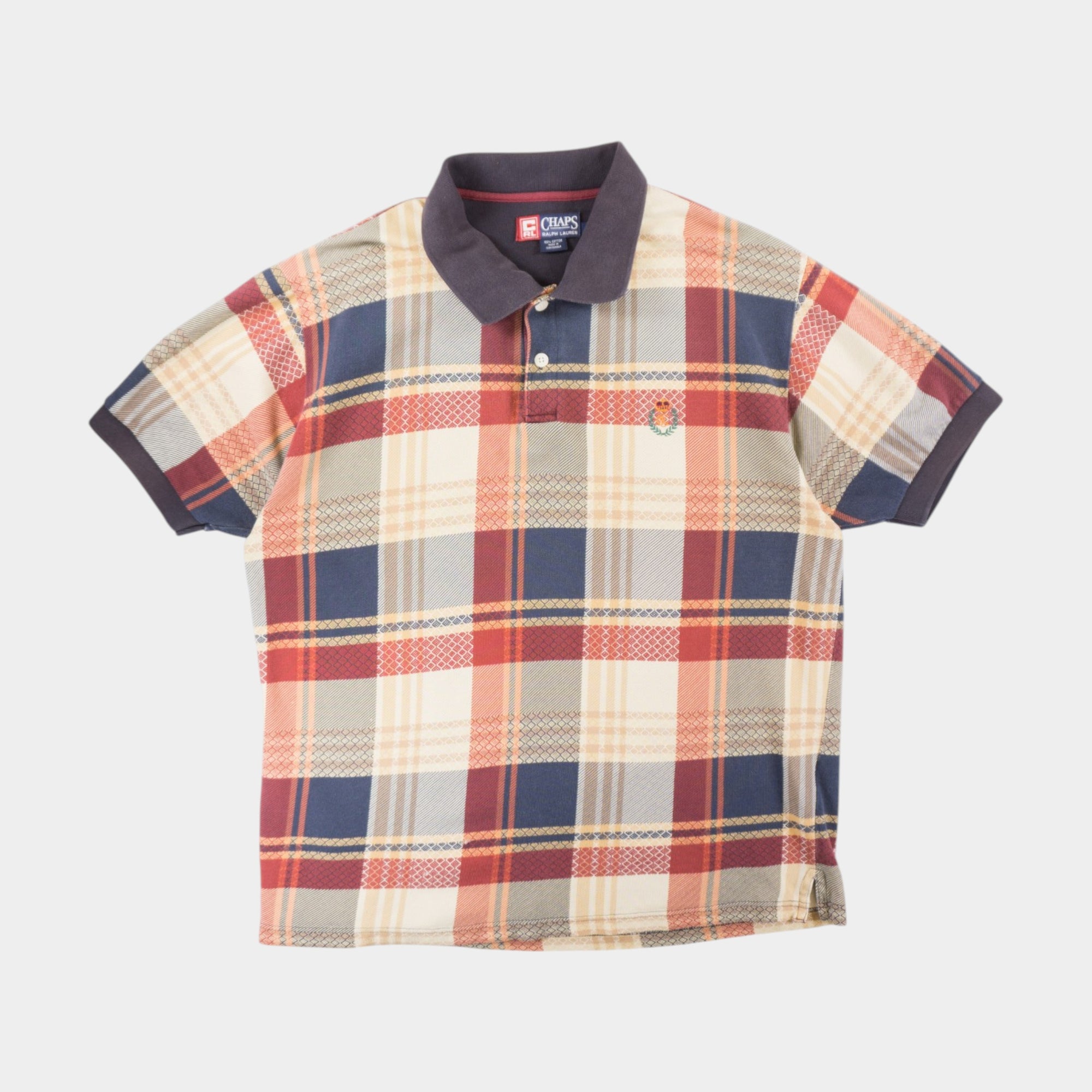 Chaps Ralph Lauren Vintage Карирана Тениска с Яка и Бродирано Лого